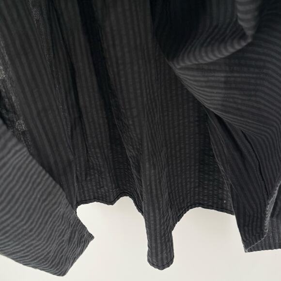 J. Jill Dress SZ Petite Medium Tiered Flounce Hem Midi Blk Gray Stripe Cotton - Picture 13 of 16